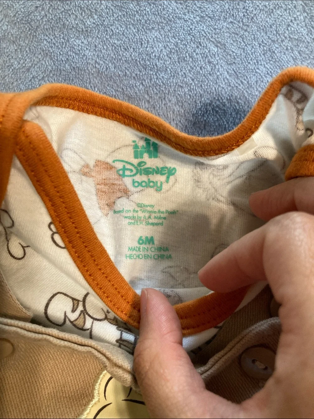 Disney Baby Beige Corduroy Overalls Set with Pooh Print Bodysuit